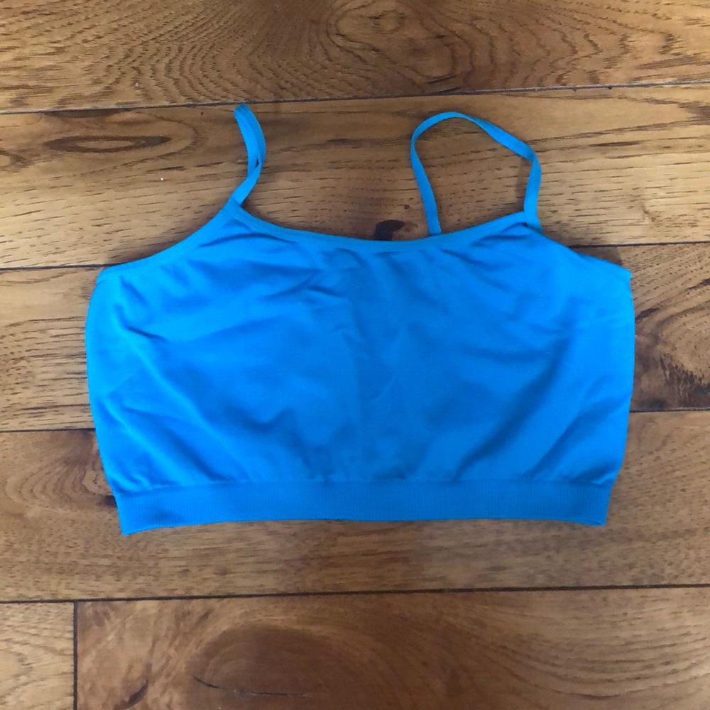 Neon blue bandeau with straps
